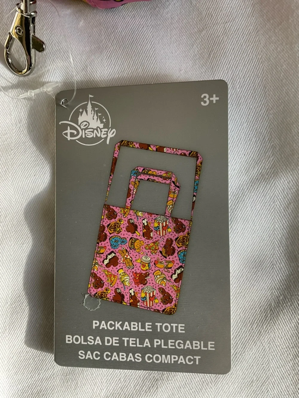 Disney Parks Mickey Eats  Snacks Donut Reusable Packable Tote Bag Clip NWT